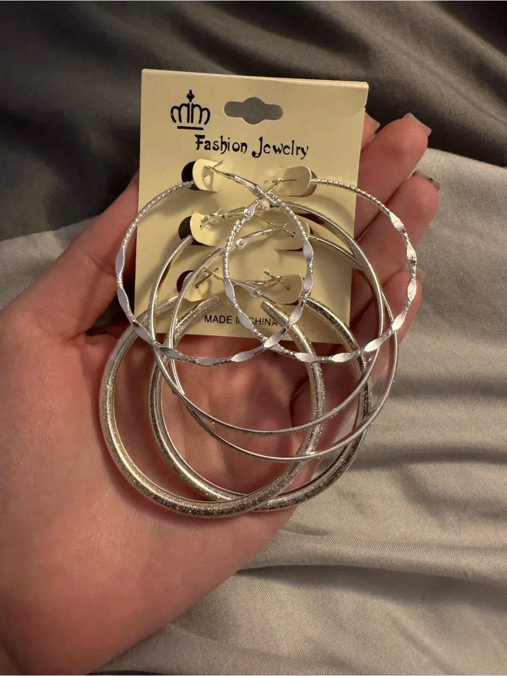 Fashion Jewelry Silver Hoop Earring Set - Mixed Textures